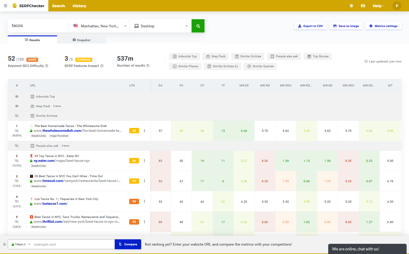 Screenshot of serpchecker - rank tracking tool