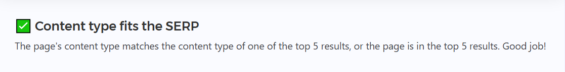 SERP content type analysis