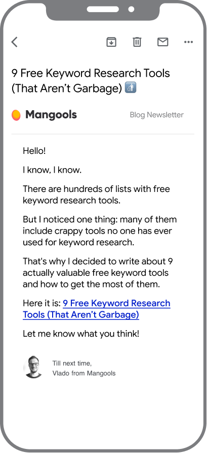 Mangools email newsletter preview 2