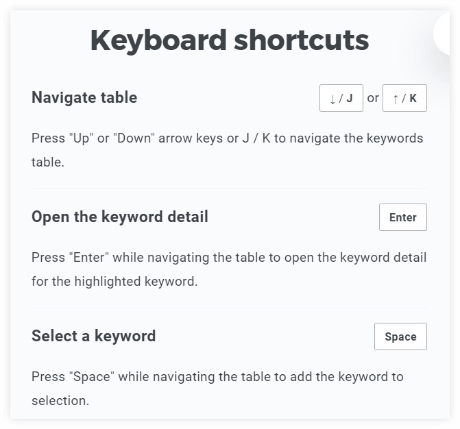 How to use keyboard shortucts in KWFinder