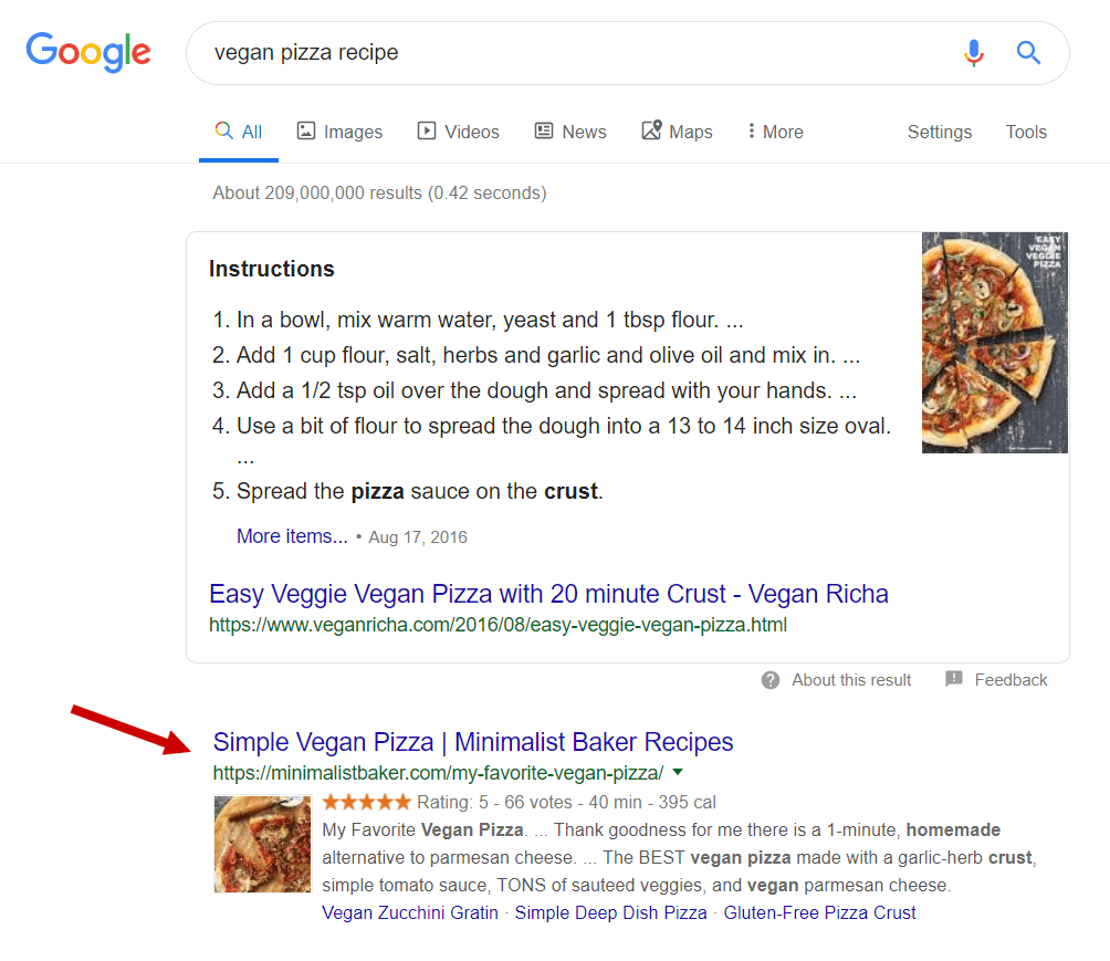 vegan pizza serp