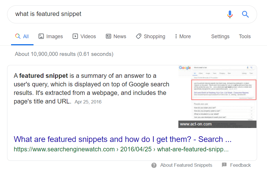 featured snippet answer