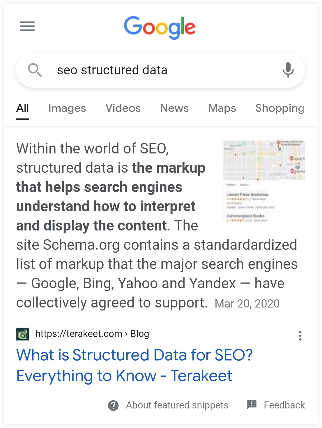 mobile featured snippet example