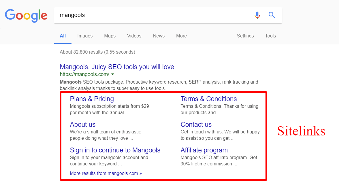 SERP Sitelinks
