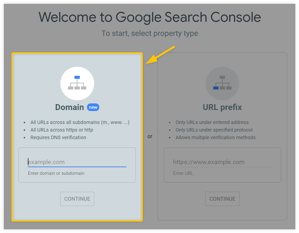 search console domain property