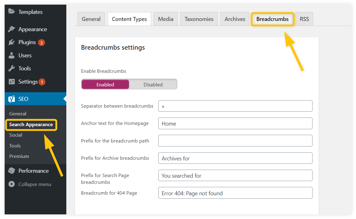 yoast breadcrumbs