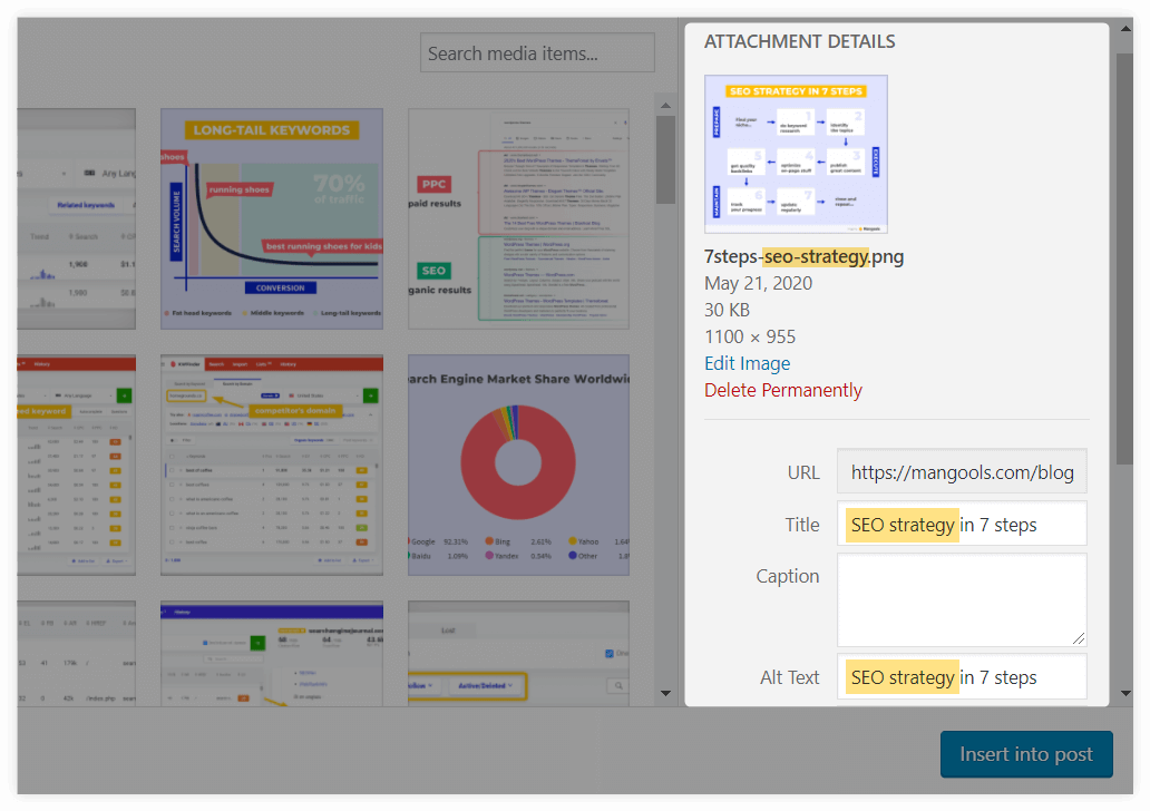 focus keyword image metadata