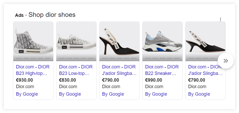 Google Shopping example
