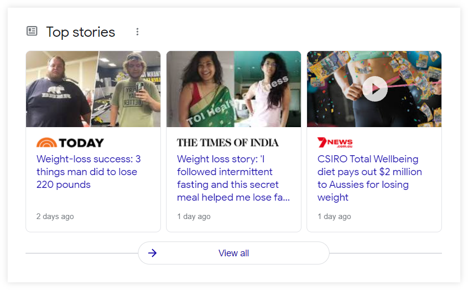 Top Stories for lose weight query example