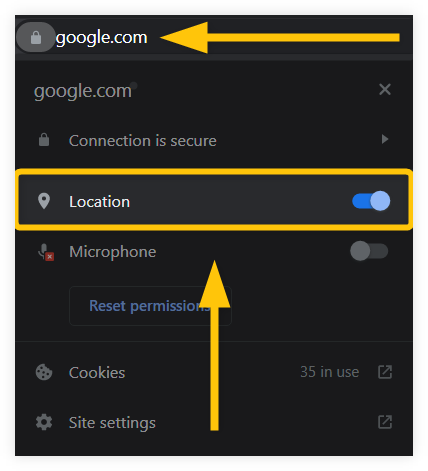 Allow Google Search to have access to your location - example