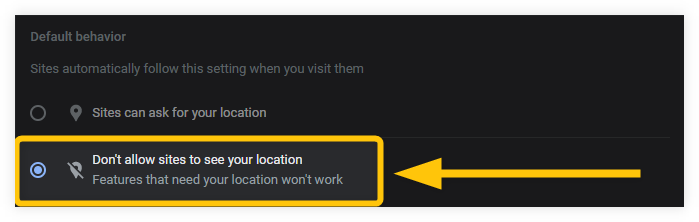 Blocking location on browser - step 4