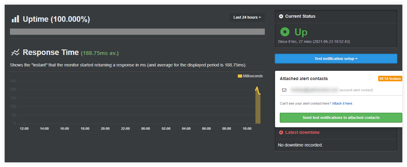 UptimeRobot monitoring - example