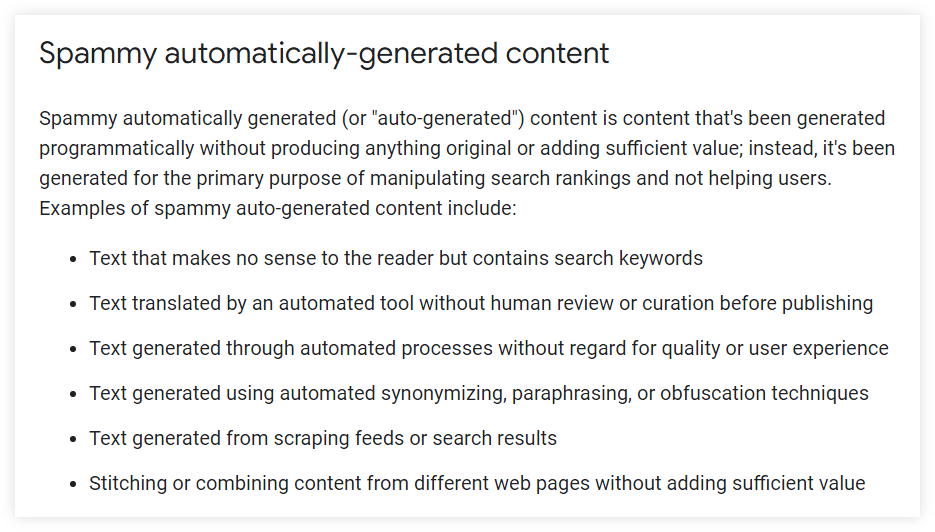 Google on auto-generated content