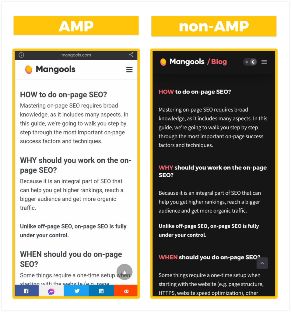 AMP vs. non-AMP version - example