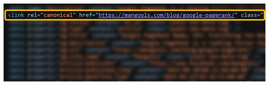 reviewing the canonical tag on the page manually - example