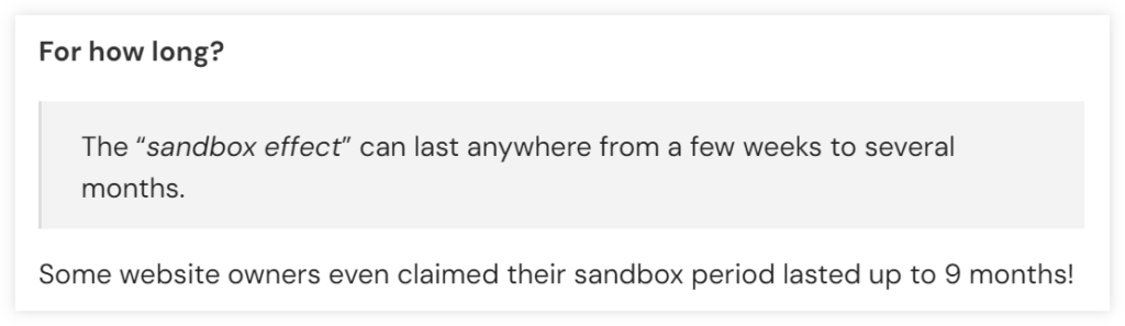 How long can Google Sandbox last - SEJ quote