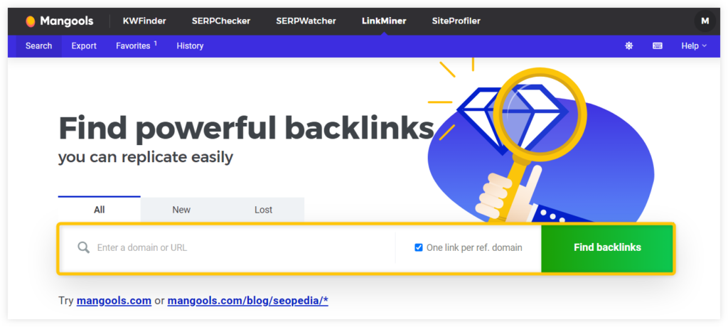 Searching for backlinks in LinkMiner - example