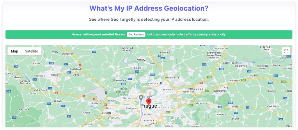 Checking your IP geolocation via GeoTargetly.