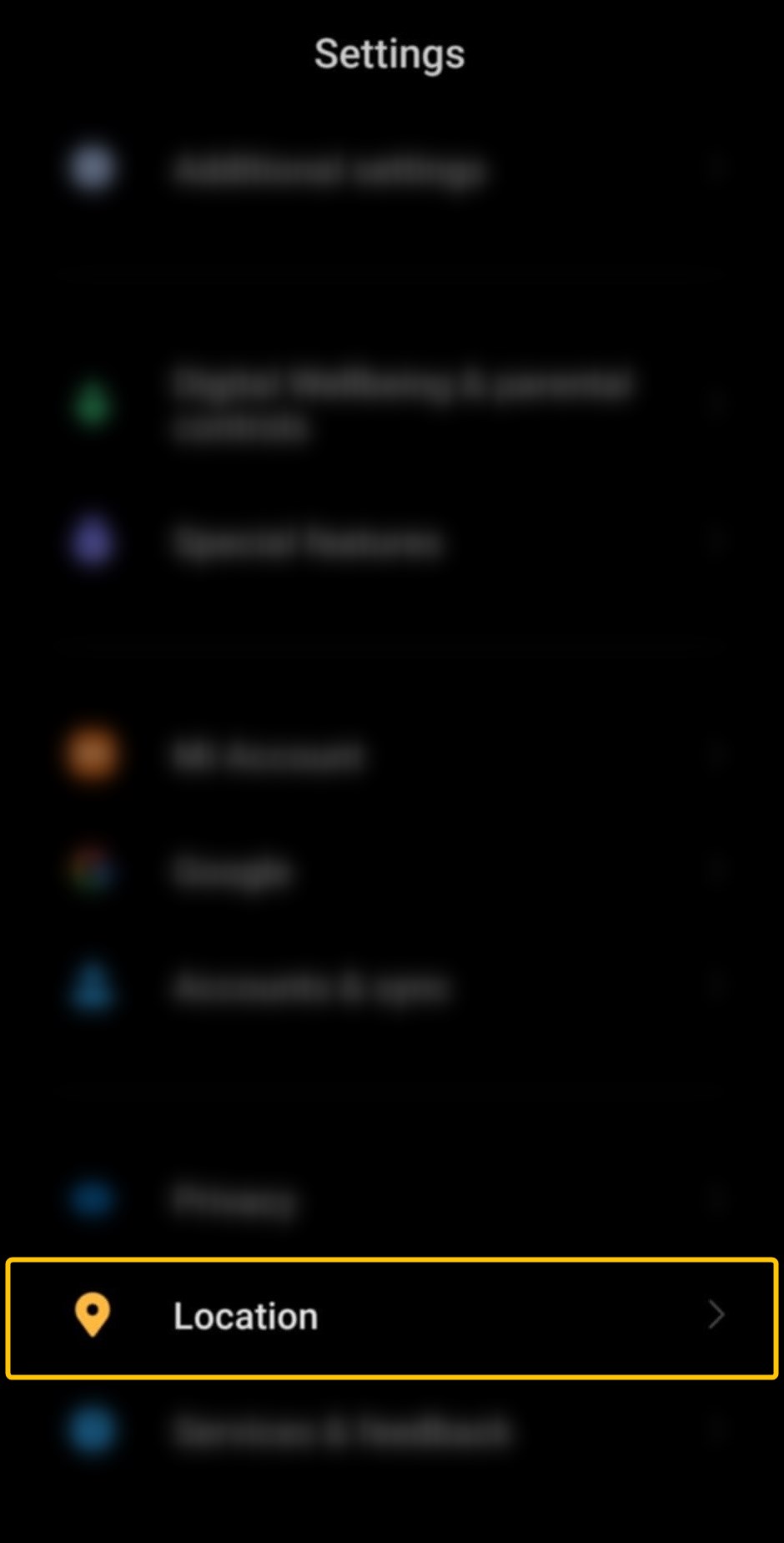 Step 1 - Go to Settings on your smartphone and tap Location