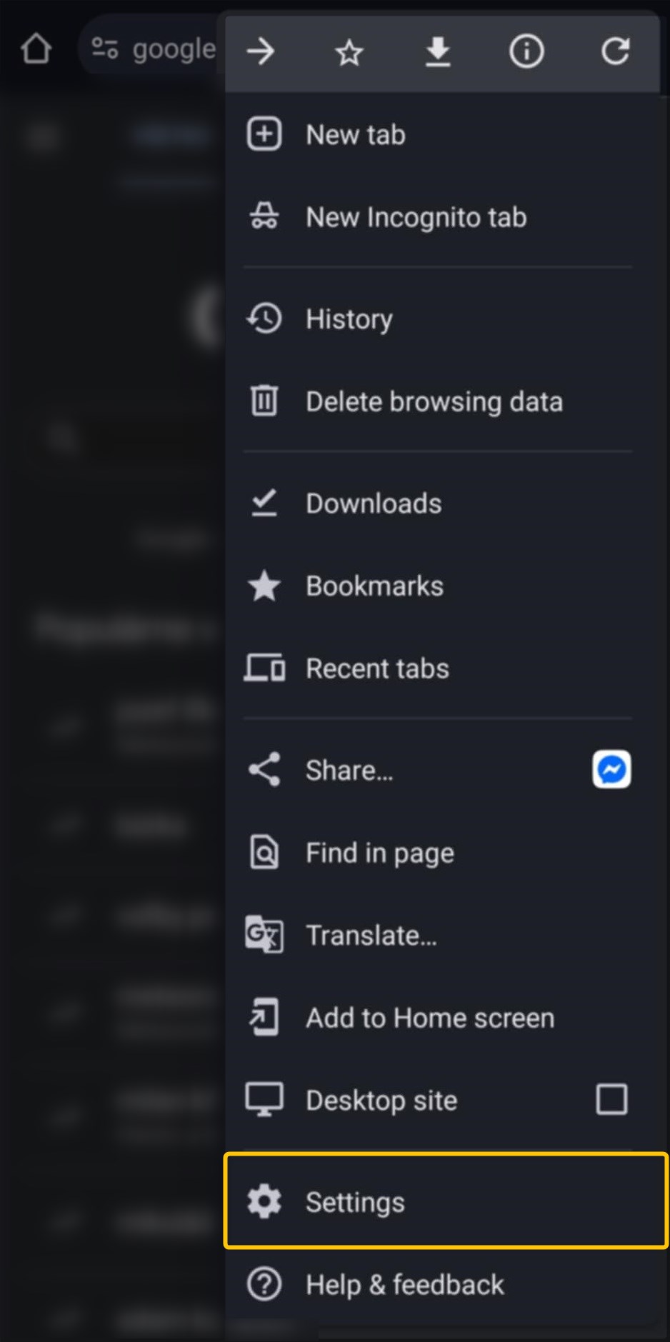 Step 1 - Tap the three dots and select Settings from the dropdown menu