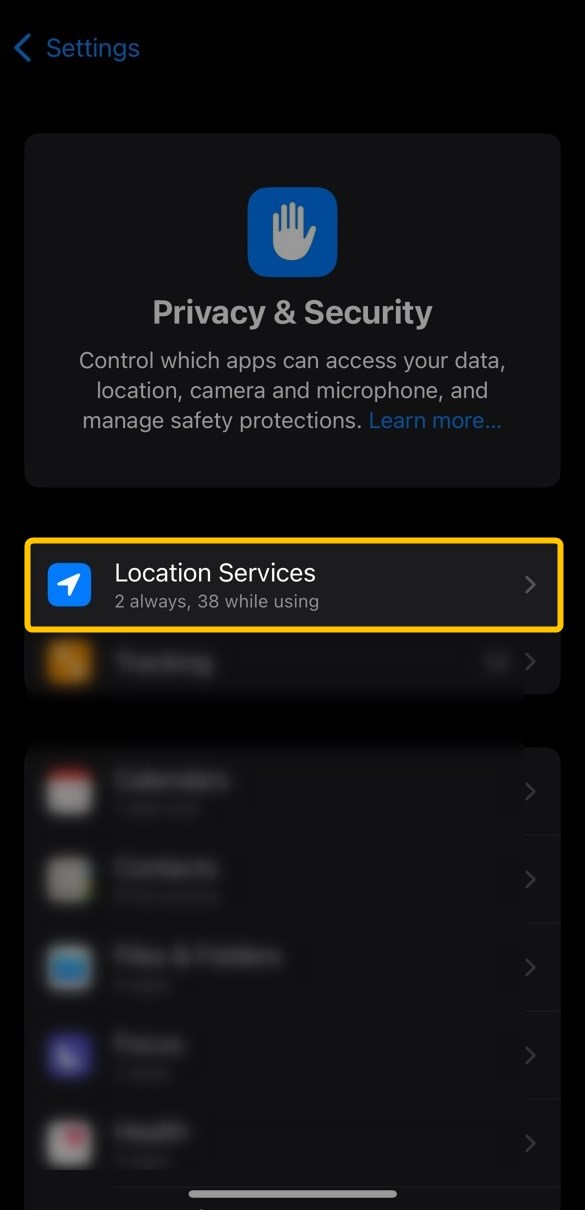 Step 2 - Select Location Services