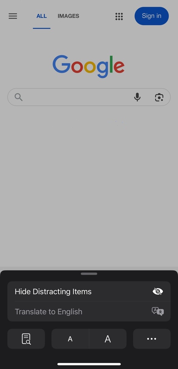Step 2 - Tap Website settings - aA icon or the lock icon in the address bar