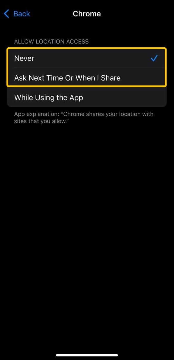 Step 4 - Block the Google location for the web browser