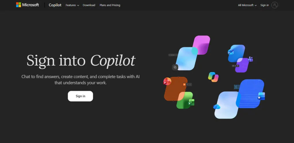 Microsoft Copilot sign-in page
