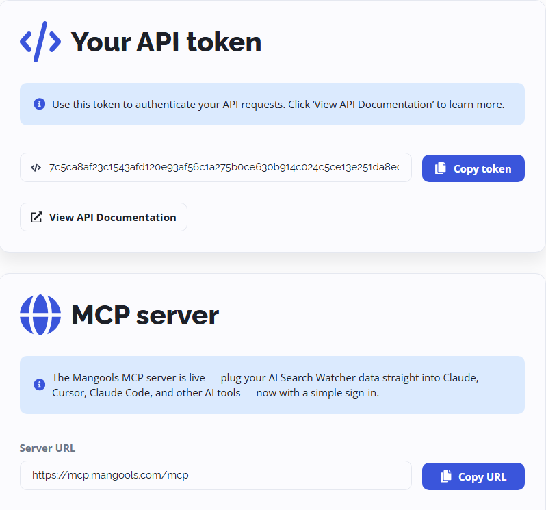 API and MCP for AI Search Watcher